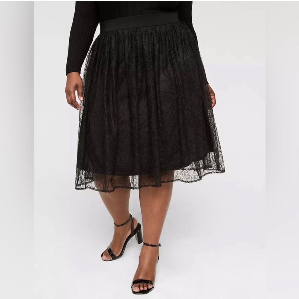 Lane Bryant Size 14/16 Elegant Black Lace MIDI Skirt